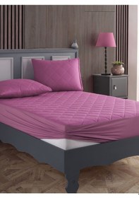Resim %100 Pamuk Kapitoneli Sıvı Geçirmez Renkli Yatak Alezi Yatak Koruyucu Alez Çarşaf Lila 