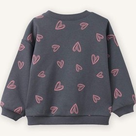 Resim Defacto Oversize Geniş Kalıp Bisiklet Yaka Desenli Sweatshirt Kız Bebek G7502a526spar58 Antrasit-ar58 
