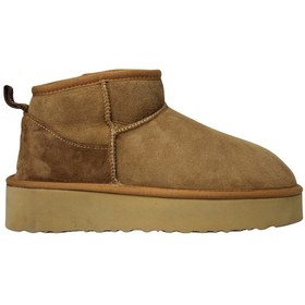 Resim Kadın Kalın Taban İçi Kürklü Hakiki Süet Deri Bot & Bootie Camel 