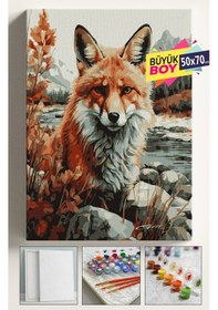 Resim Sayılarla Boyama Seti Numaralı Tuval Fırça Boya Dahil Kasnaklı Set 50x70 Cm - Tilki 