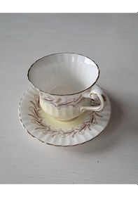 Resim Paragon Floral Antika Duble Boy Kahve Fincanı Fine Bone China Krem 