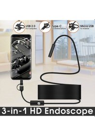 Resim Endoskop 3 in 1 Yılan Kamera Usb Micro Usb Type-C Uyumlu 20M 