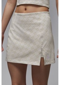 Resim Nike Jordan Brooklyn Slim Fit High Rise Knit Skort Kadın Yüksek Bel Dar Kesim Taytlı Etek Şort Bej Kahverengi - Bej 