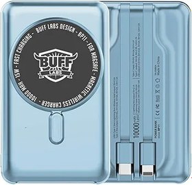 Resim BUFF LABS BP11 10000 mAh Magsafe Uyumlu Dahili Kablolu Taşınabilir Manyetik Powerbank (Mavi) 