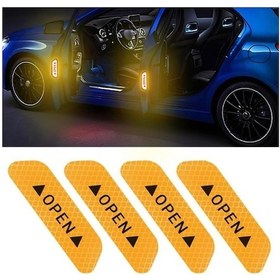 Resim Araç Kapı Reflektör Çıkartmalar Gece Reflektörlü Uyarı Çıkartmaları Petekli Fosfor Sarı Reflektör 