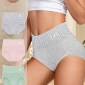 Resim MEIYATING Kadın Orta Bel Külotları 3'lü Paketi - Yumuşak Çizgili İç Çamaşırlar Orta Destekli, Şık Tasarım ve Makinede Yıkanabilir - Pastel Renkler (Açık Gri, Pembe, Nane Yeşili) 