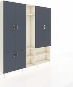 Resim Arges Dolap 15 Raflı 5 Kapaklı Tek Askılı 220x30x243 Aytaşı-antrasit/aytaşı Antrasıt/aytası 