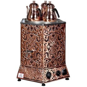 Resim Anka Pro Max Elektrikli Çay Makinası 3 Demlikli 35 Litre Bakır 