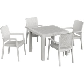 Resim Hilton 90x90 Camsız Masa Takımı Beyaz 