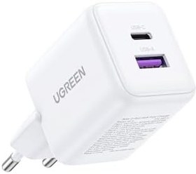 Resim UGREEN 30W GaN Hızlı Şarj Cihazı 2 Portlu, 1xUSB-A, 1xUSB-C, Siyah, 65015 