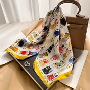 Resim Kadınlar için Bohem Kedi Baskılı Kare Eşarp - 69.85 cm Hafif Polyester Boyun & Baş Sarma, Canlı Kedi İllüstrasyonları, Esnek Her Mevsim Seyahat Plaj Aksesuarı, Elde Yıkanabilir, Eğlenceli Tasarım, Pürüzsüz Dokulu 
