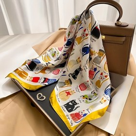 Resim Kadınlar için Bohem Kedi Baskılı Kare Eşarp - 69.85 cm Hafif Polyester Boyun & Baş Sarma, Canlı Kedi İllüstrasyonları, Esnek Her Mevsim Seyahat Plaj Aksesuarı, Elde Yıkanabilir, Eğlenceli Tasarım, Pürüzsüz Dokulu 