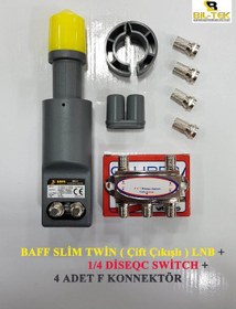 Resim Baff Slim 0.1 Db Twin Çift Çıkışlı Lnb+ 1/4 Diseqc Switch 