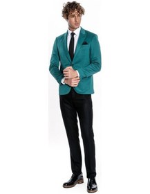 Resim Wessi Pamuk Slim Fit Desensiz Yeşil Erkek Ceket 001 