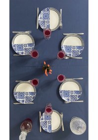 Resim Sıvı Geçirmez Dertsiz Masa Örtüsü Indigo Mavi 13 Parça Set 