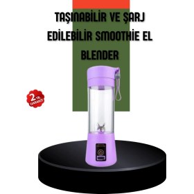 Resim Makay Taşınabilir USB Şarjlı Mini Smoothie Blender 380ML Çelik Bıçaklı Portatif 
