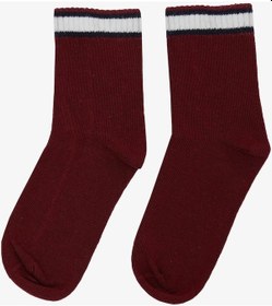 Resim Artı Breeze Kız Çocuk Soket Çorap Çizgili 1-14 Yaş, Bordo-bordo Bordo 