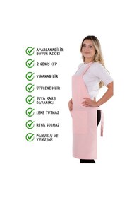 Resim Sevilya Simple Ayar Askılı Mutfak Önlüğü Pembe 