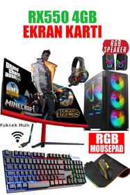 Resim DMC N01x ( PUBG,GTA 5) I5-3470,16GB RAM,500GB HDD,256GB SSD,4GB RX550,24''Oyuncu Masaüstü Bilgisayar 