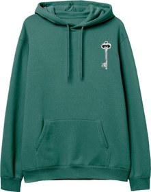 Resim Key Baskılı Yeşil Hoodie 