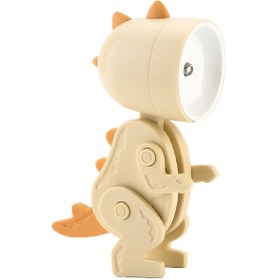 Resim Geeksen Kartoon Dinozor Figür Led Mini Gece Lambası - Bej Renk, 3 Adet Lr41 Pili Dahil, 2w Enerji Verimli Bej 