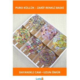 Resim Şık Renkli Baskılı Dayanıklı Cam Puro Küllük 