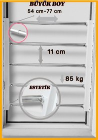 Resim Pencere Güvenlik Bariyeri -5 Çubuklu Büyük Boy 53-77cm Beyaz 