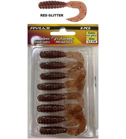Resim Swim Worm 5.5cm 1.5gr Kokulu Lrf Silikon Yem 8 Adet Red Glitter 