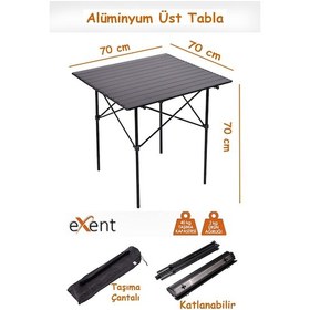 Resim Exent Katlanır Kamp Masası, Suya Yağmura Dayanıklı Piknik Masası, Taşıma Çantalı - 70 Cm Çok Renkli 