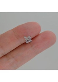 Resim Mini Çiçekli Ve Kelebekli Tragus Helix Piercing Kıkırdak Silver R Renkli 
