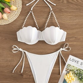 Resim Avrupa ve Amerikan Müzik Festivali Seksi Bikini Kabuk Çanta İnci Omuz Askılı Mayo 