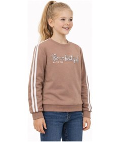 Resim Kız Çocuk Kol Şeritli Sweatshirt Bgl-st05269 Bej 