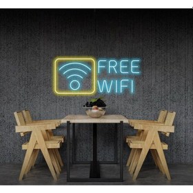 Resim Free Wıfı Yazılı Ve Şekilli Neon Tabela Turkuaz 