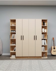 Resim Linda-luses 2 Gardırop Birlikte 6 Kapaklı Raflı Genç Odası Gardırop, Giysi Dolabı, Atlantik Çam Bej Atlantik Çam Bej 