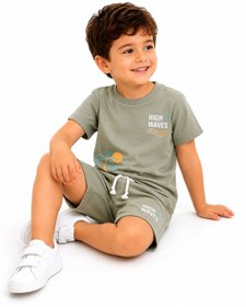 Resim Tucankids Erkek Çocuk %100 Pamuklu İkili Takım Açık Haki Yeşil 
