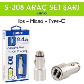 Resim Sunix S-308 Ios Hızlı Araç Şarz Cihazı 2.4 Amper 