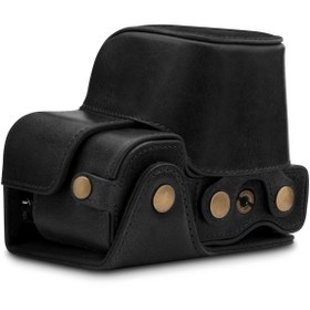 Resim MegaGear Siyah Sony Alpha A6400 (16-50mm) Gerçek Deri Kamera Kılıfı MG1646 