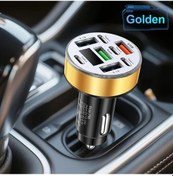 Resim Sunshine022 Golden P95 120w 8'li Araç Şarj Cihazı: Dijital Volt Ekranlı, 4 Usb + 4 Pd Port, Kompakt Seyahat Şarj İstasyonu 