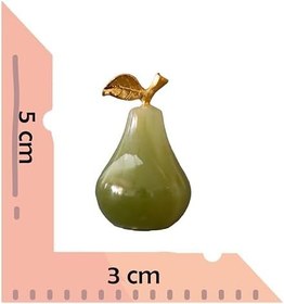Resim Doğal Oniks Taşı Dekoratif Armut Biblo, 5 cm, Altın Detaylı, 3'lü Set 