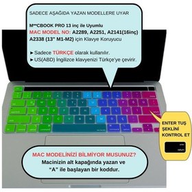 Resim Macbook Pro Klavye Koruyucu 13inç M1-m2 Us To Tr Dazzle A2338 A2289 A2251 A2141 İle Uyumlu Pembe Yeşil 