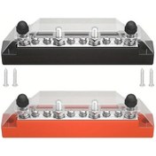 Resim Challenger 4 Yollu Güç Dağıtım Bloğu 6 M4 4 M6 Terminal Çivili 12v 24v Akü Barı Kırmızı Siyah 