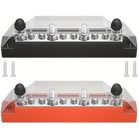 Resim Challenger 4 Yollu Güç Dağıtım Bloğu 6 M4 4 M6 Terminal Çivili 12v 24v Akü Barı Kırmızı Siyah 