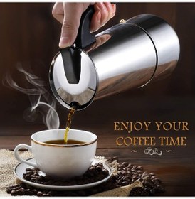 Resim Paslanmaz Çelik Ocak Üstü 9 Cup Fincan Moka Pot Espresso Cin285-9 