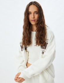 Resim Şardonlu Oversize Sweatshirt Fermuarlı Kapüşonlu Arkası Baskılı Cep Detaylı 
