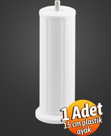 Resim Badem10 Keson 15 cm Beyaz Plastik Mobilya Baza Tv Ünitesi Yükseltme Ayağı Robot Süpürge Uyumlu 