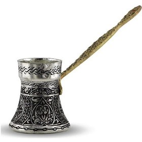 Resim İki Fincanlık İşlemeli Kalın Bakır Cezve 175 Ml 
