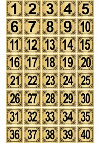 Resim Metal Kapı,Masa,Dolap Numarası 10x10cm 40 adet (1..40) Altın Renk Metal 