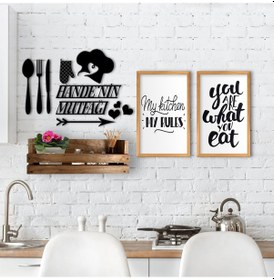 Resim Bk Home Dekoratif Doğal Ahşap Raf Mutfak Konseptli 2’Li Ahşap Tab (551038649) 