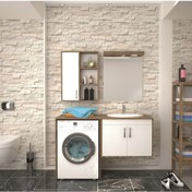 Resim Denko Omega 140 Cm Mdf Banyo Çamaşır Makinesi Dolabı Takımı Çok Renkli 
