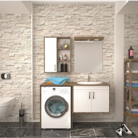 Resim Denko Omega 140 Cm Mdf Banyo Çamaşır Makinesi Dolabı Takımı Çok Renkli 